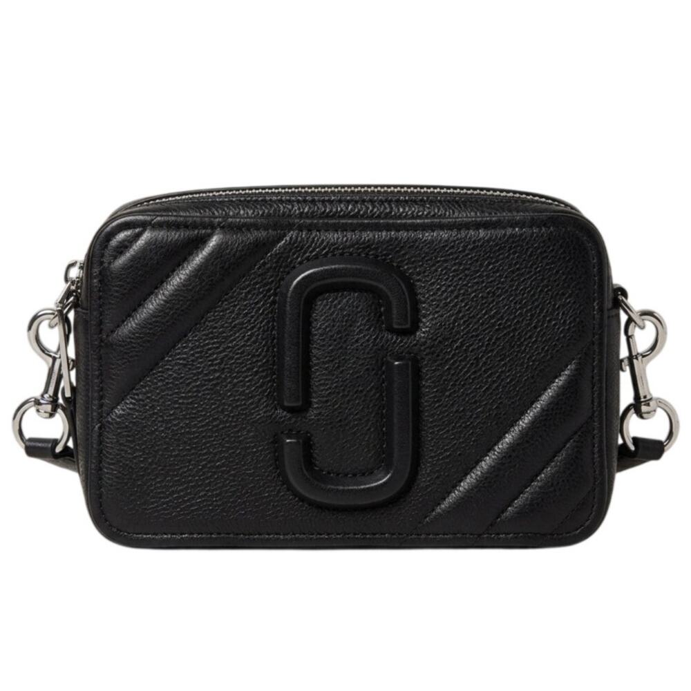 Marc Jacobs The Moto Shot 21 Black Leather Crossbody Bag Silver Hardware